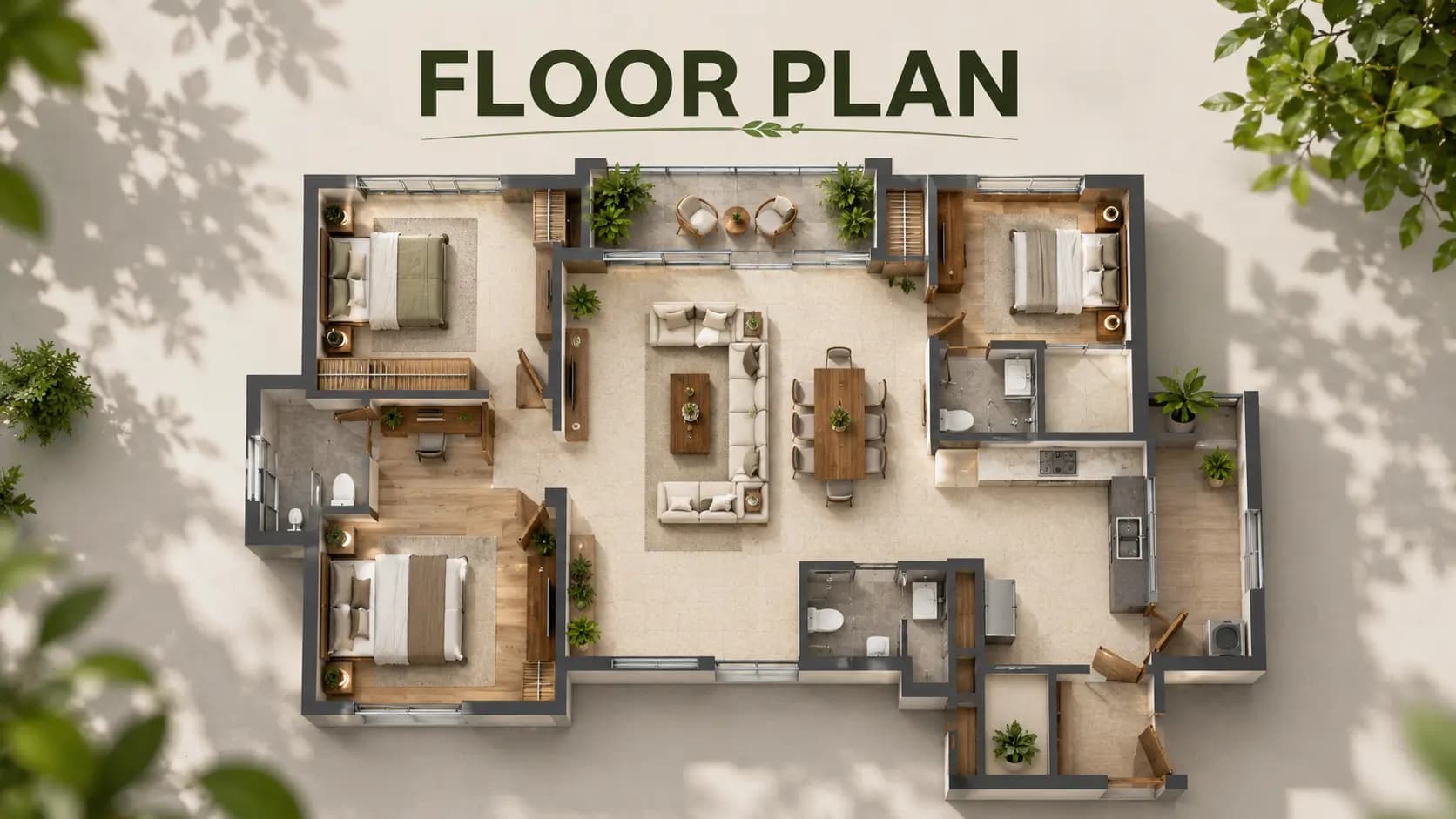 The Roots floor plan: a 4 BHK villa over five levels